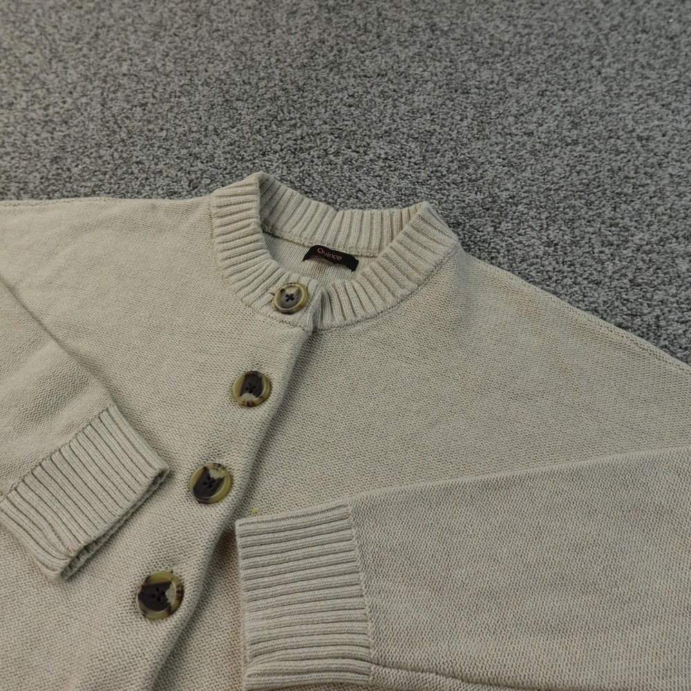 Quince Speckled Beige Button-Up Cropped Cardigan - Picture 4 of 12